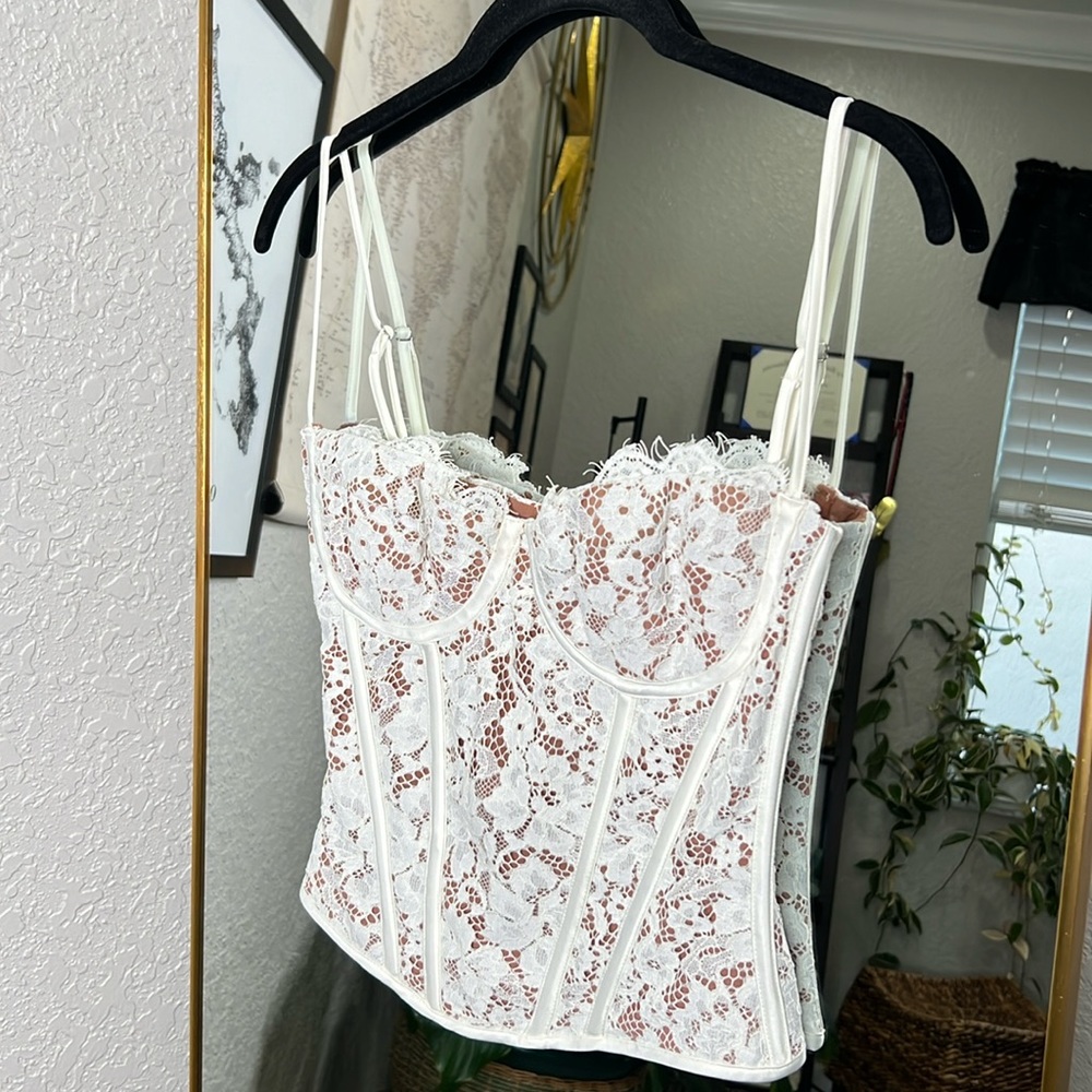house of CB ‘Mila’ Ivory Lace underwired woven corset NWOT - Picture 7 of 8
